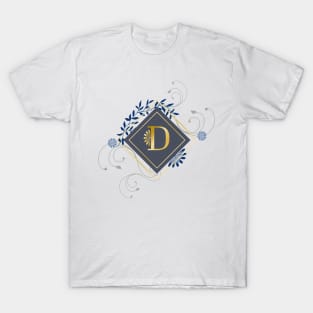 D, blue and gold initial monogram. T-Shirt